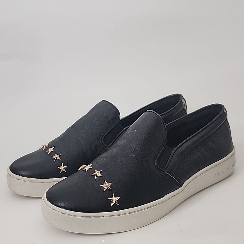 Michael Kors Keaton Gold Star Slip-On Pebbled Leather Sneaker Size 7